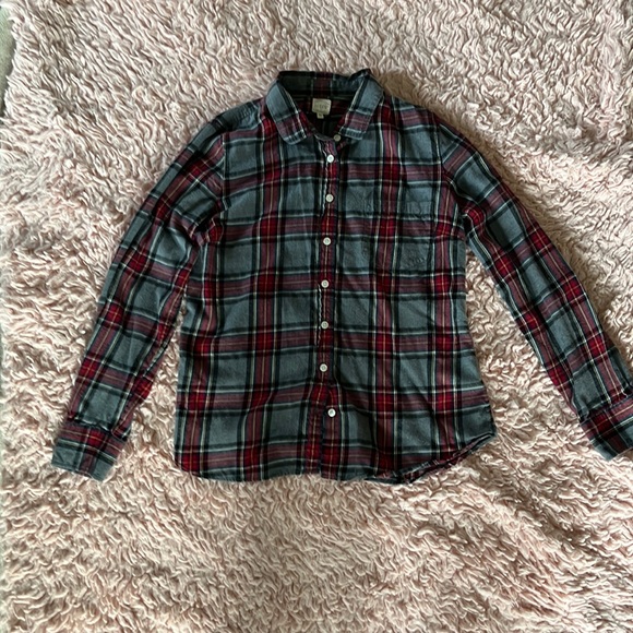 J. Crew Tops - J. Crew Red and Gray Plaid Button-Down Shirt - Size M